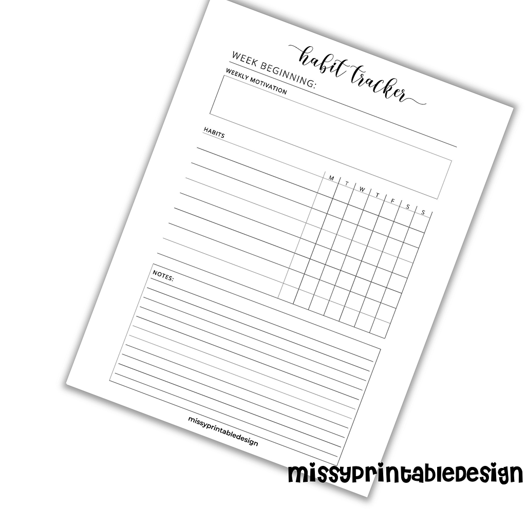 printable habit tracker weekly
