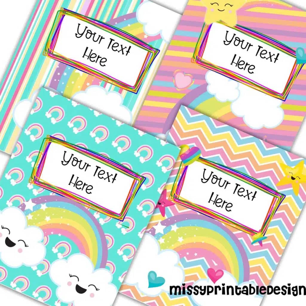 rainbow binder covers