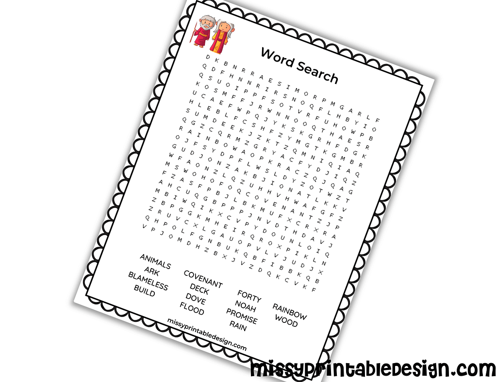 Noah’s Ark Printable Word Search