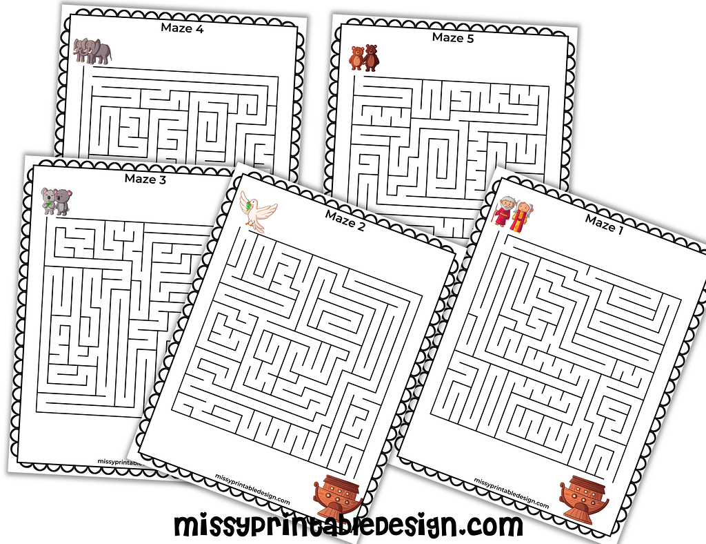 Noah’s Ark Printable Mazes