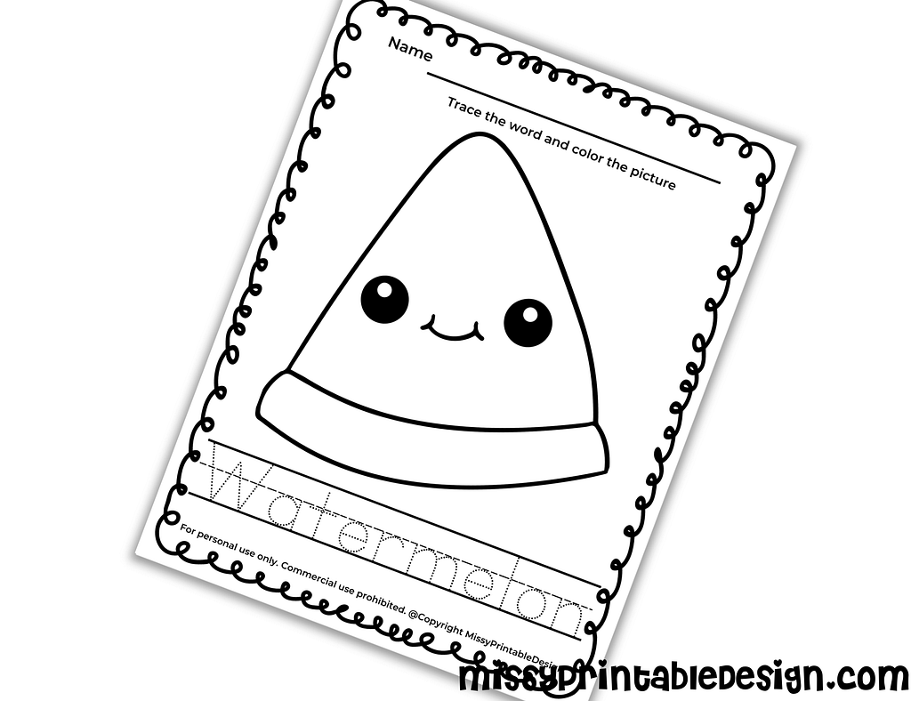 watermelon tracing worksheet