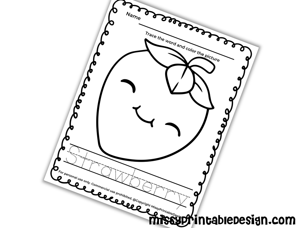 strawberry tracing worksheet