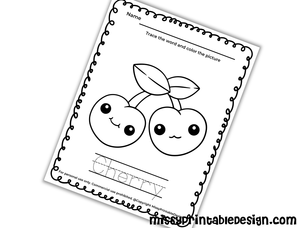 cherry tracing worksheet