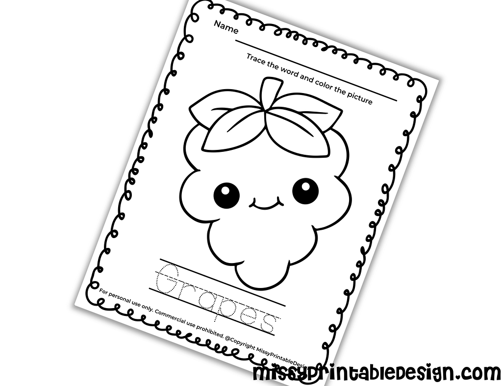 grape tracing worksheet