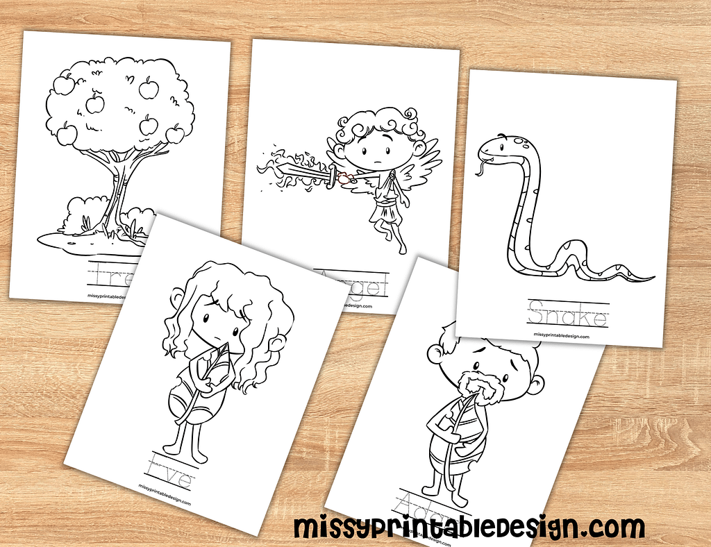 Adam and Eve Free Printables Tracing