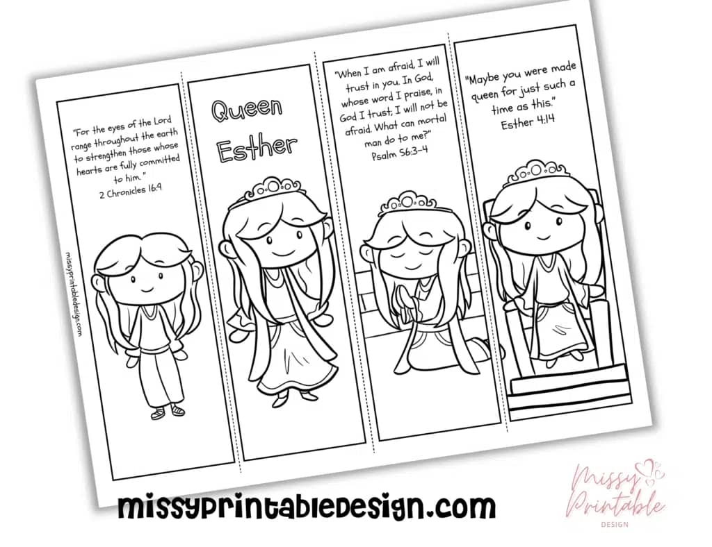queen esther coloring bookmark