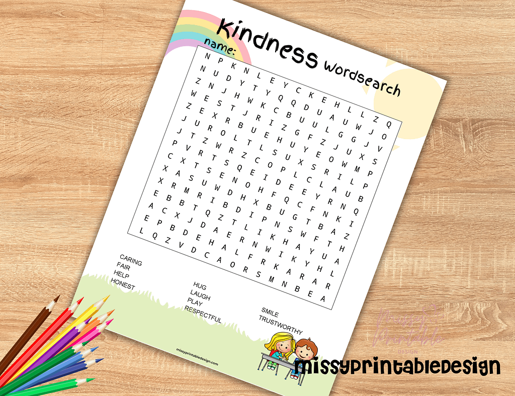 Free Printable Kindness Word Search
