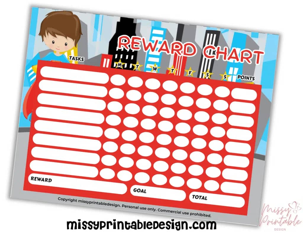 Free Printable Superhero Reward Chart