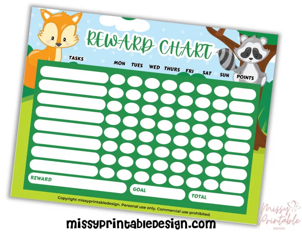 Free Printable Woodland Reward Chart