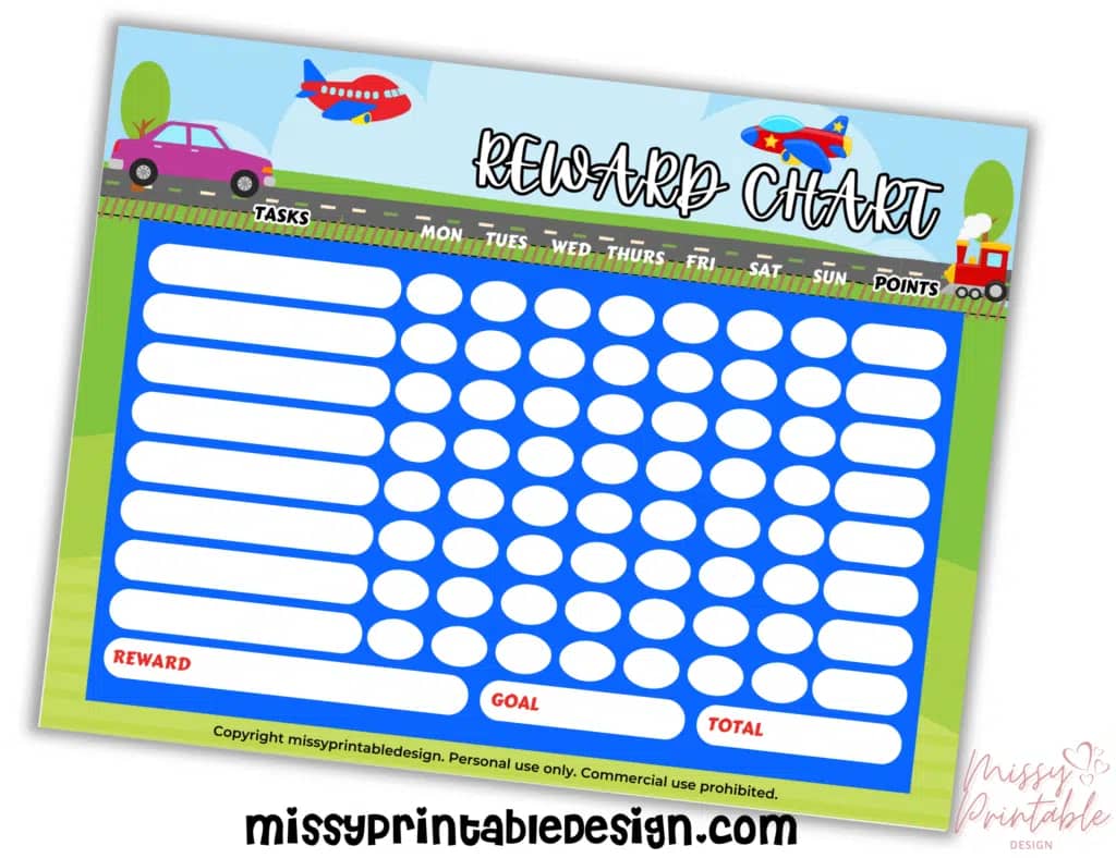 Free Printable Airplane Reward Chart