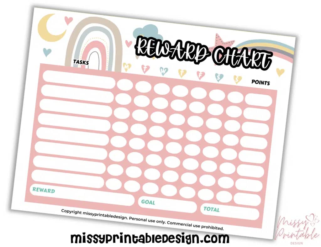 Free Printable Rainbow Reward Chart