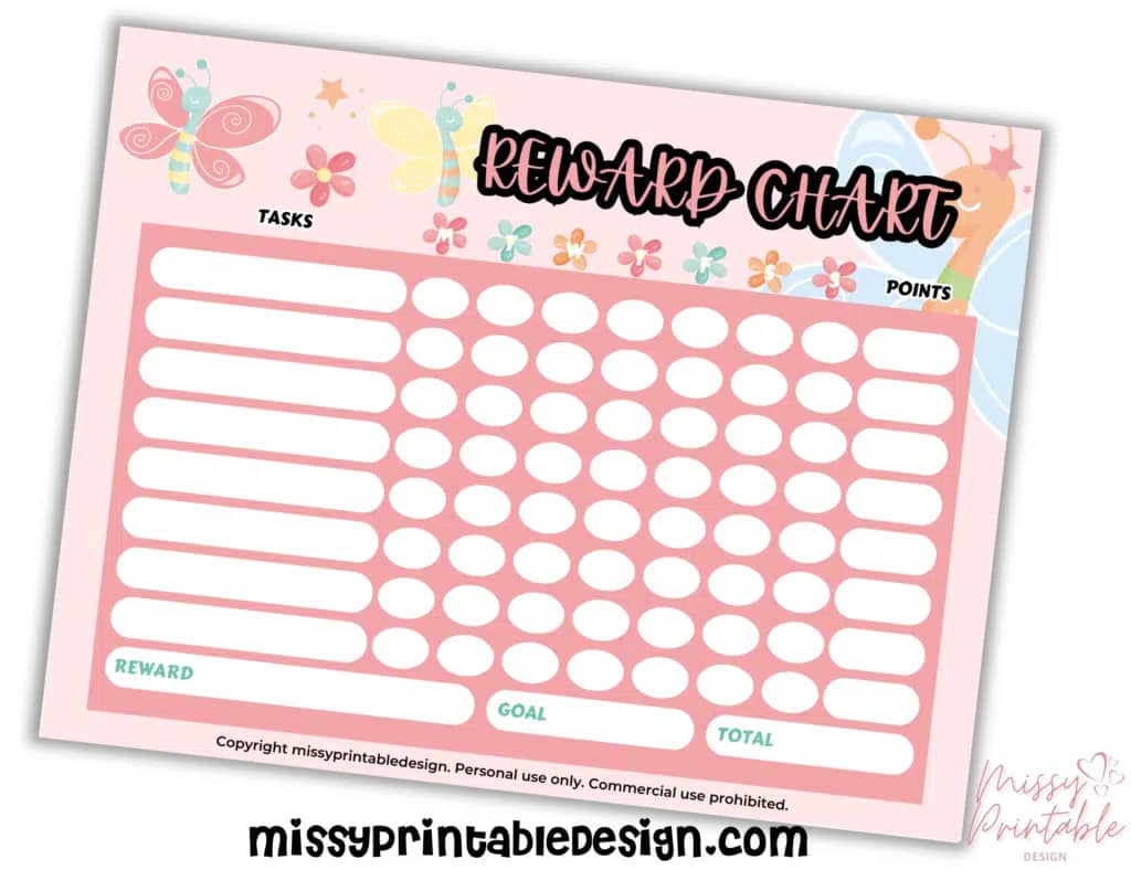Free Printable Butterfly Reward Chart