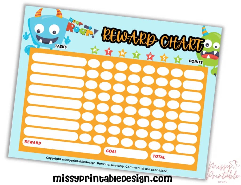 Free Printable Monster Reward Chart