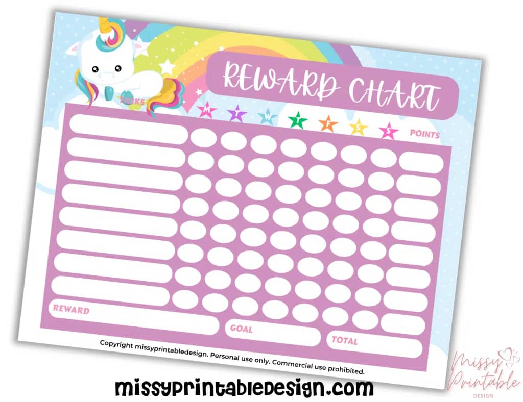 Free Printable Reward Chart Unicorn