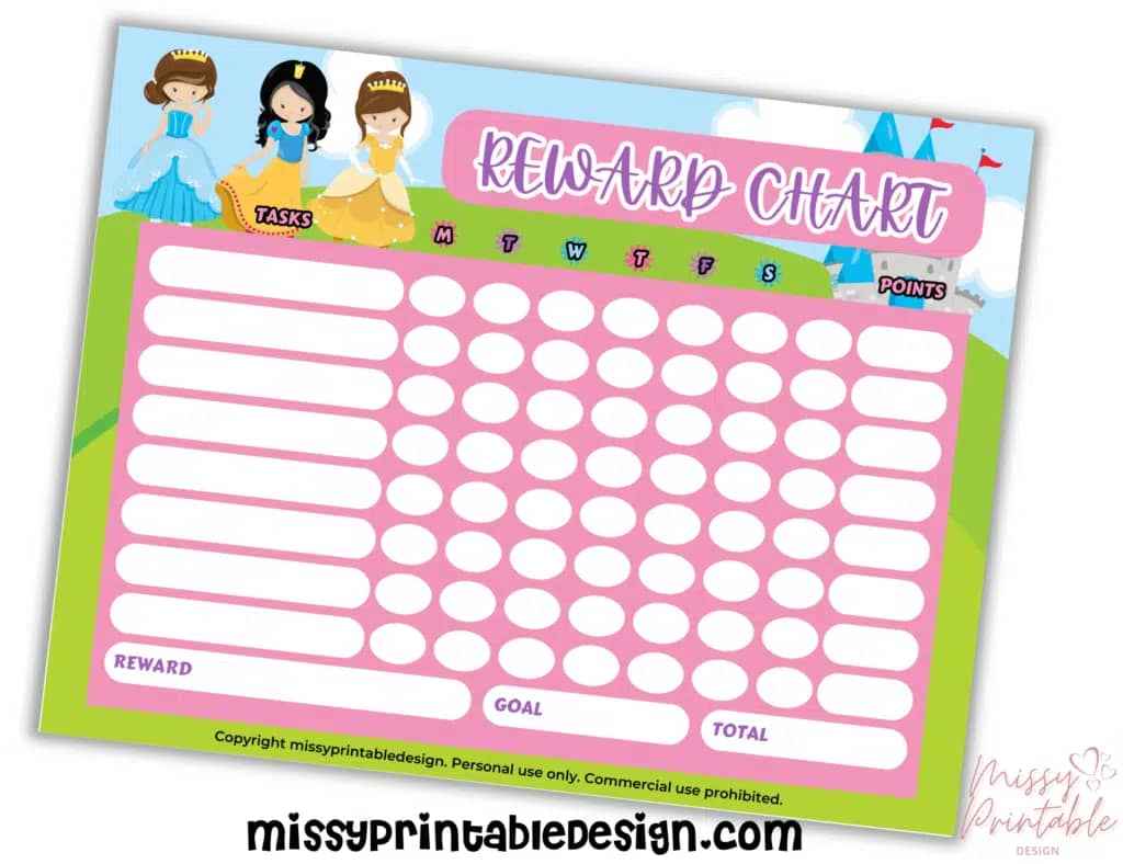 Free Printable Reward Chart Princess