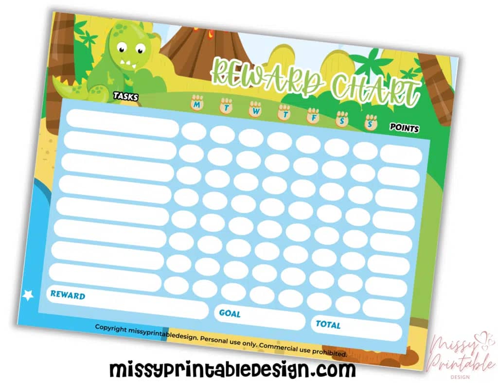 Free Printable Dinosaur Reward Chart
