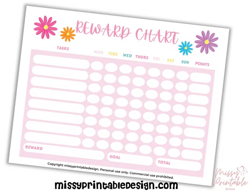 Free Printable Reward Chart Girl