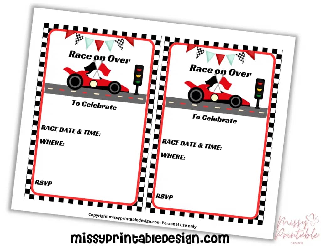Race Car Birthday Invitation Template