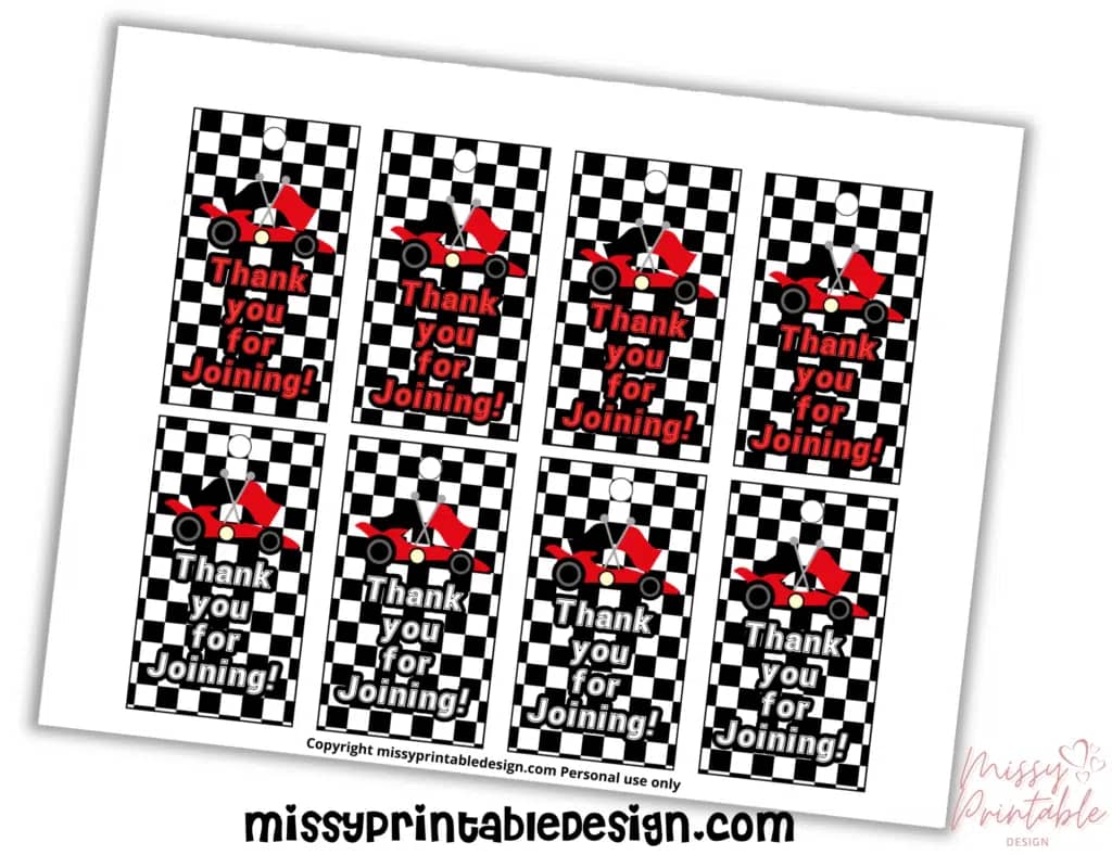 Race Car Birthday Thank You Cards
