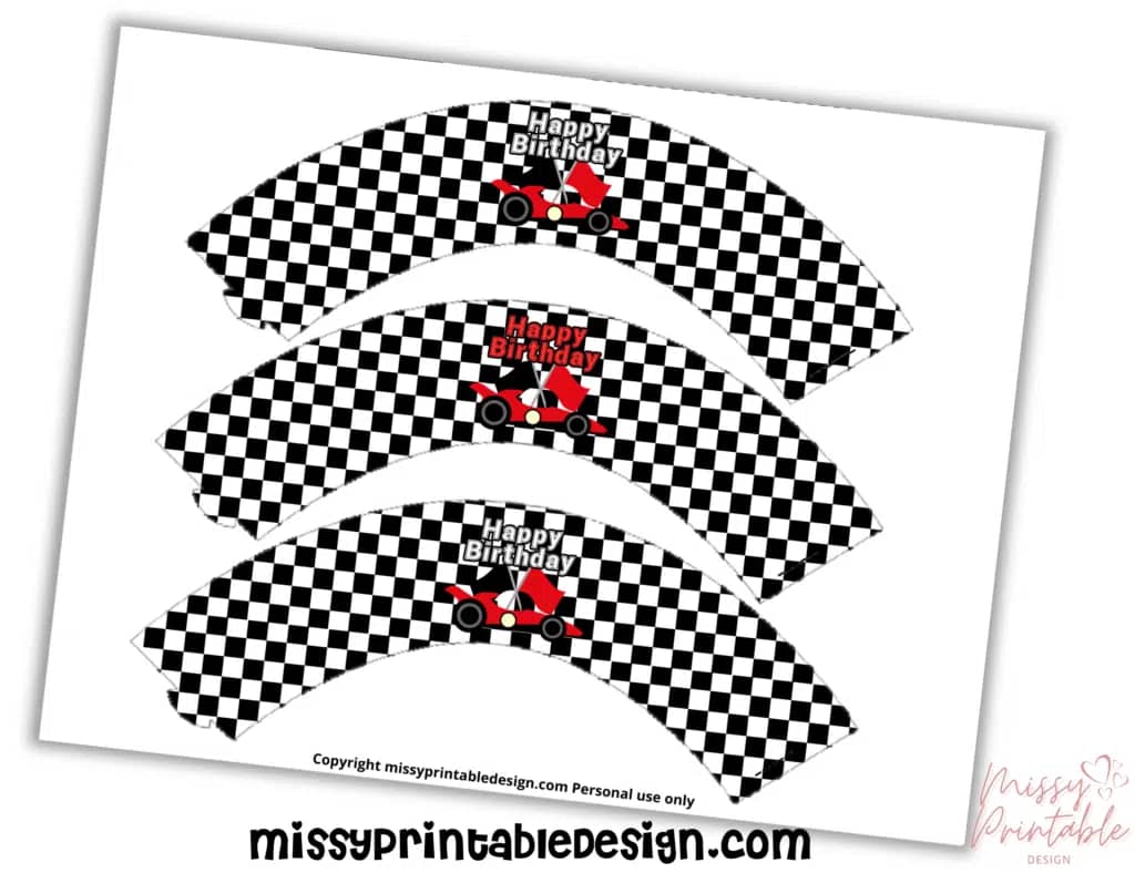 Race Car Birthday Cupcake wrappers