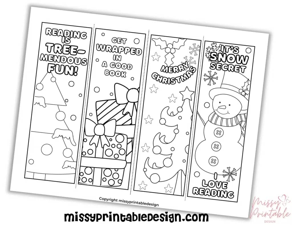 Free printable Christmas Coloring bookmarks