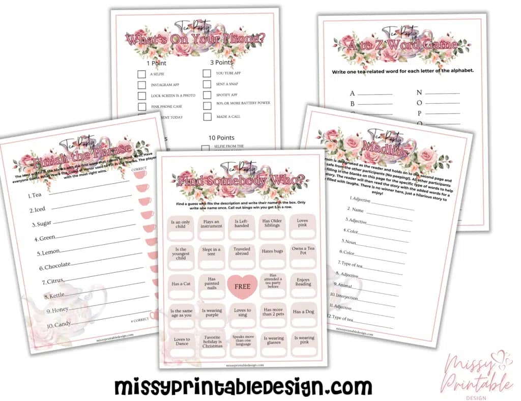 Free Printable Tea Party Games