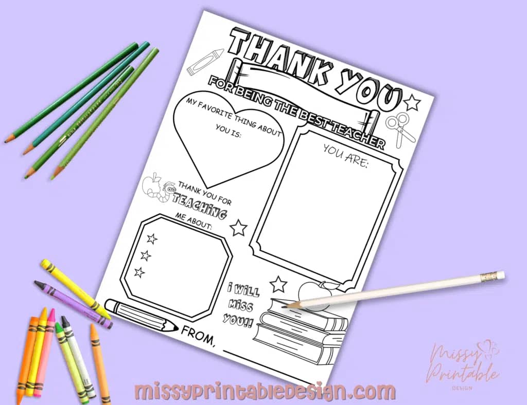 "Thank You For Being The Best Teacher" Coloring Worksheet