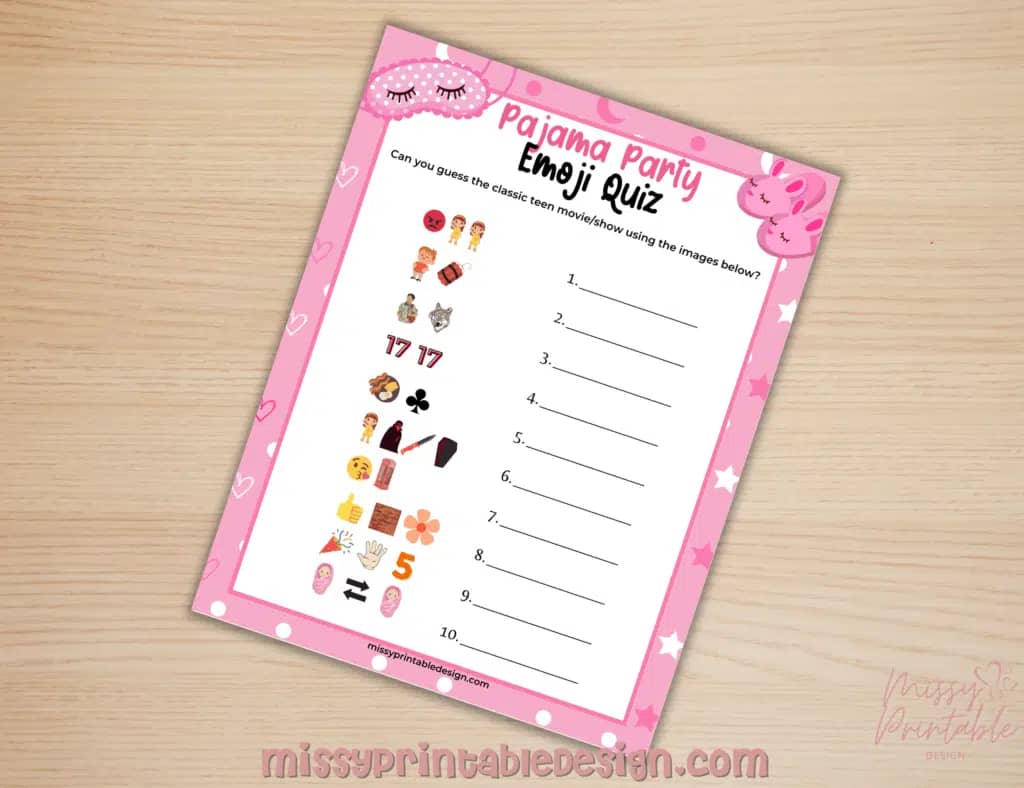pajama party emoji quiz