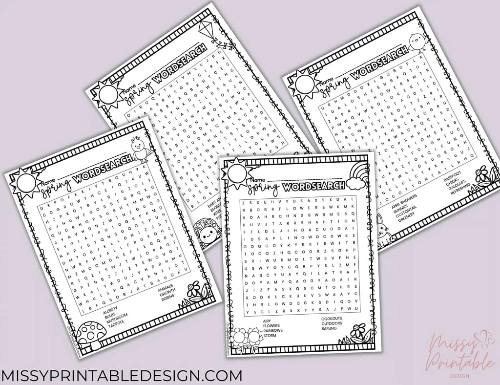 Spring Word Search Printables