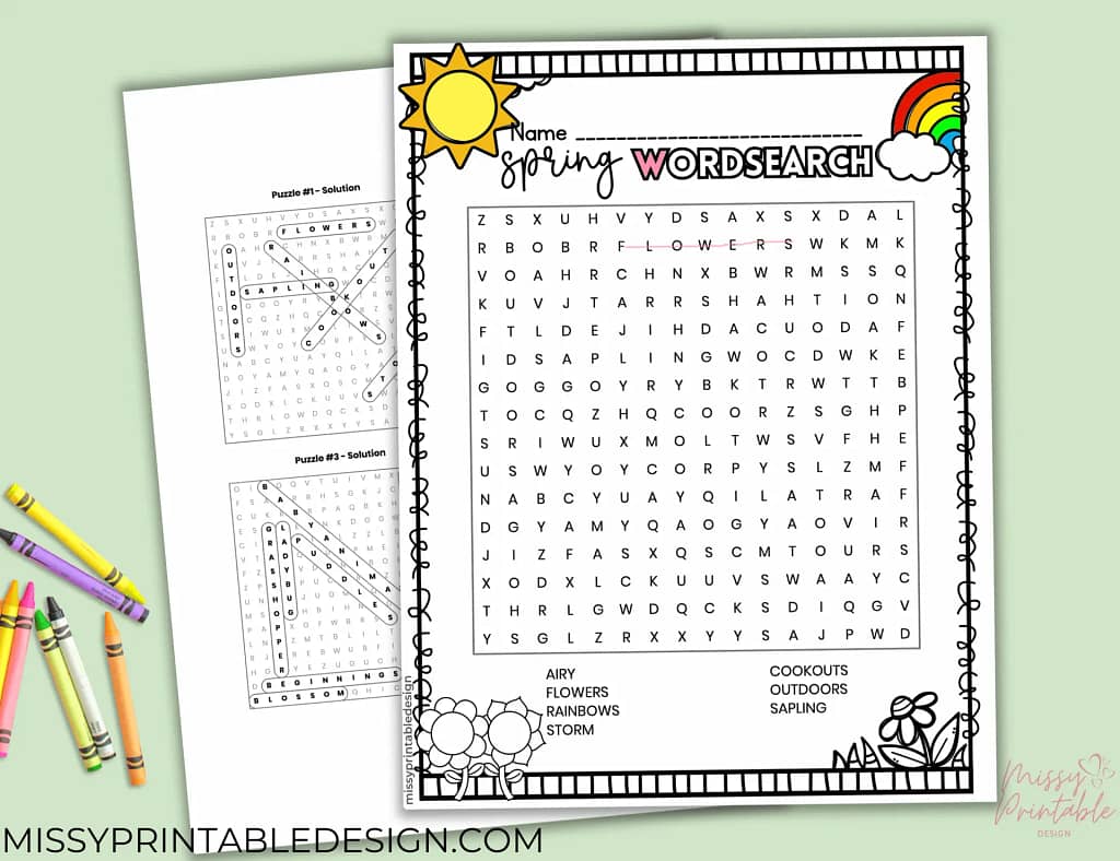 Spring Word Search Printables