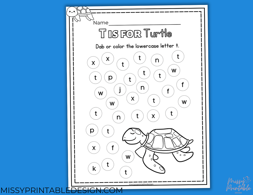 T is for Turtle Letter Dab