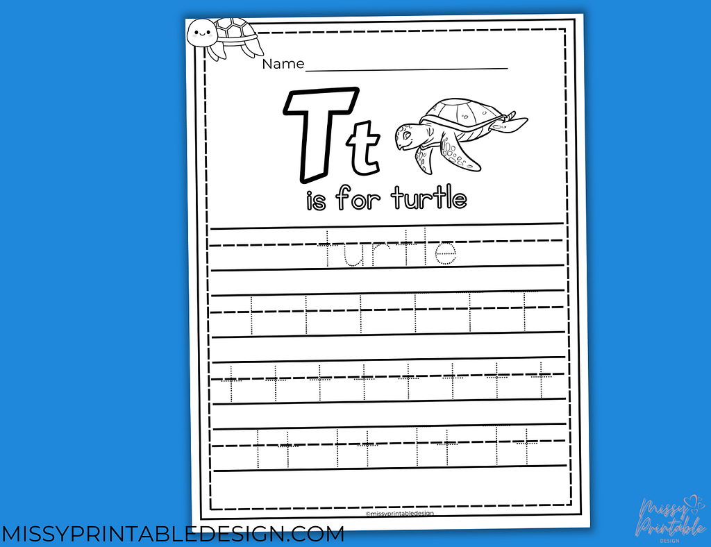 Turtle Handwriting Practice Worksheet