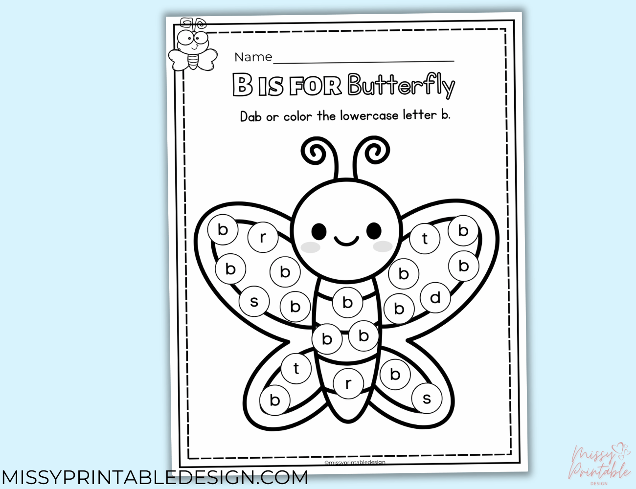 Butterfly Letter Dabbing Worksheet