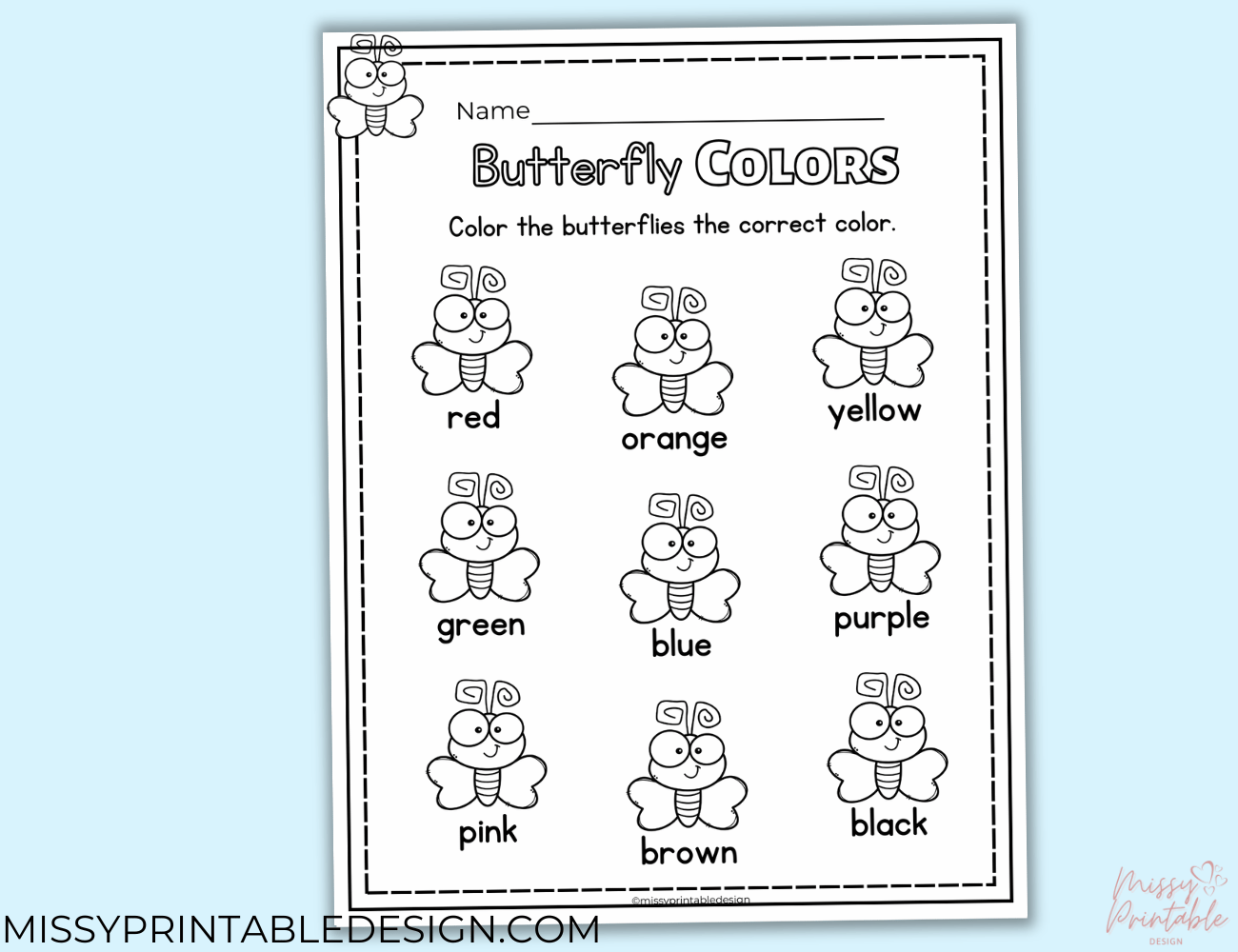 Butterfly Colors Worksheet