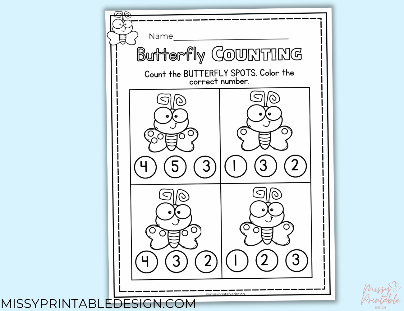 Butterfly Counting Worksheets