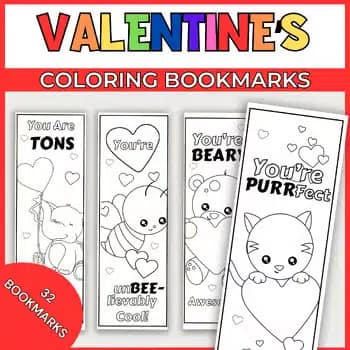 valentines day coloring bookmarks
