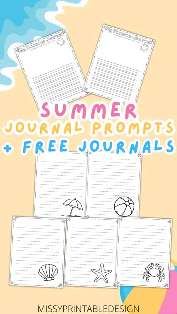 summer journal prompts and printables