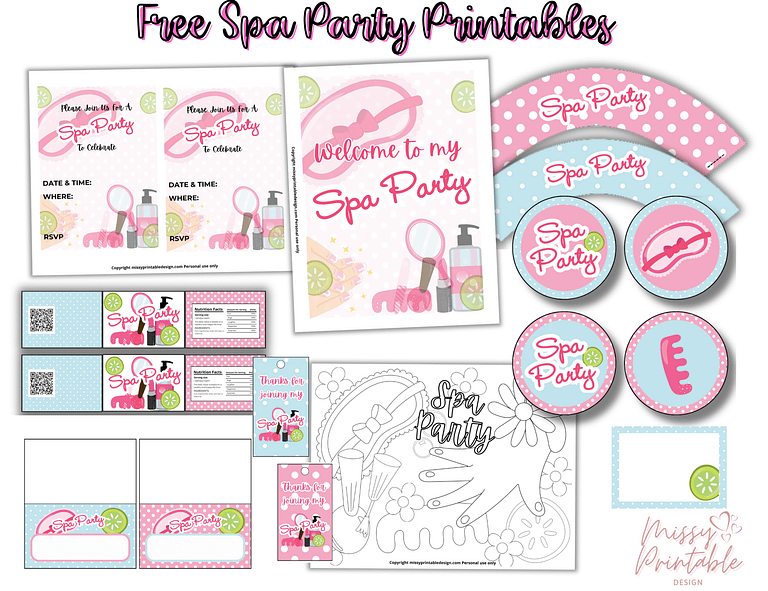 Free Spa Party Printables - MissyPrintableDesign