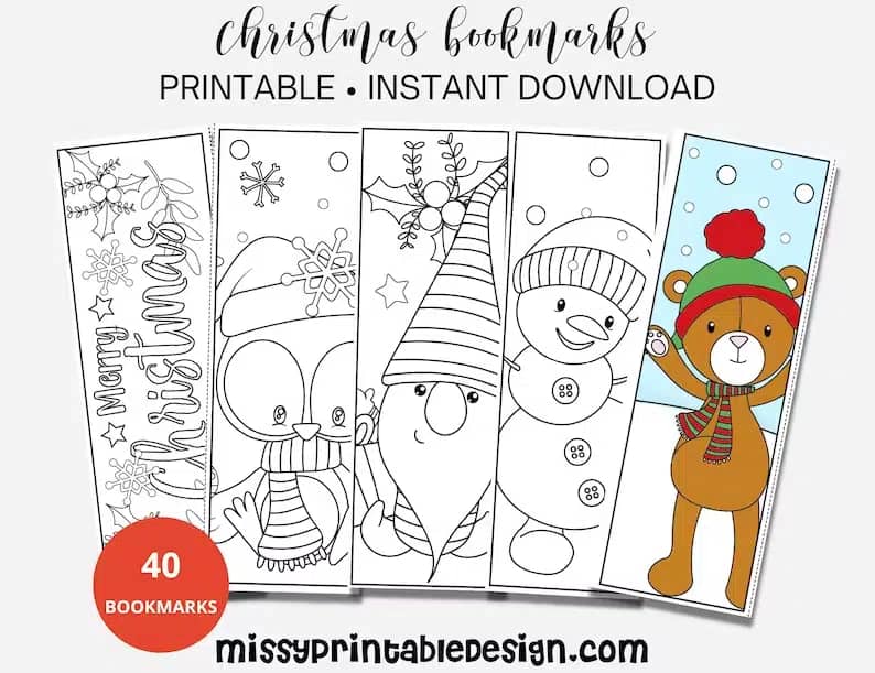 Christmas Coloring Bookmarks